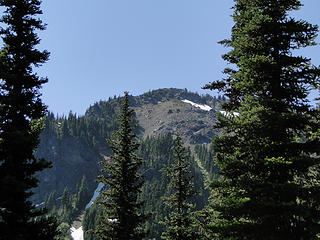 Looking back up to Crystal Peak from Crystal Lakes trail.