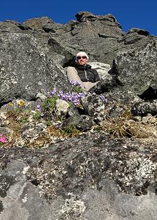 Greg among the flowers on the way down