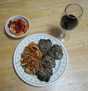 broiled lamb chops with roasted carrot and parsnip on farro 07/23/22