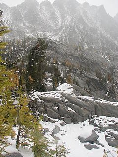 Rocky terrain below Lake Viviane