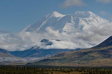 Mount Foraker rising 15,000 feet above the northern plains of Denali National Park
