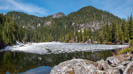 Galleon Peaks (South, Main and North) from Horseshoe Lake