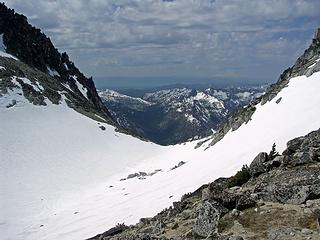 At the Col between Dragontail and Colchuck looking S. into Teanaway and Hardscrabble Creek.