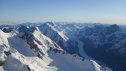 The long Tasman Glacier way down there