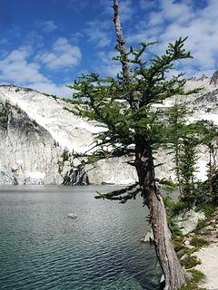 Larch, Perfection Lake, and the waterfall