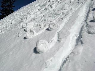 Snow flowers growing from soft snow