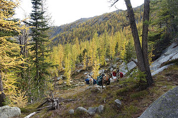 climbing toward Peepsight Pass