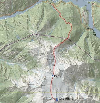 New plan - the route up Snowfield