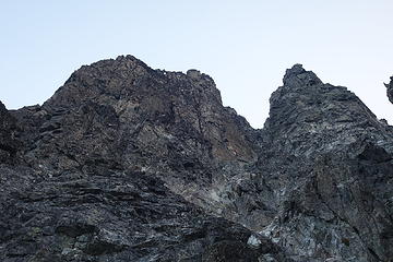 Up the pictured gully, then left