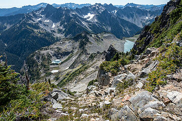 looking back from top of heather ramp