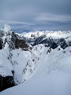 ridgeline view from summit, with triumph looming nearby