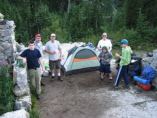 Happy campers at old cabin