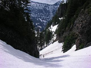 Stefan approaching upper basin on Crosby