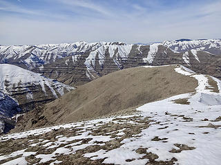 The ridge I'm walking back down to the mouth of Green Gulch.