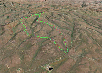 Route to Whiskey Dick (right) and West summit (left). We took a cross country route back.