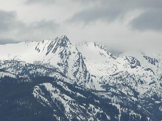 Garland Peak, Devils Smokestack and Rampart Mountain (partially under clouds)