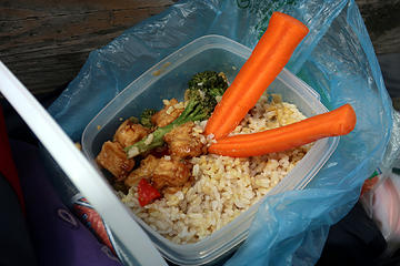 What do you do when you forget your fork?  Use carrots as chopsticks, of course