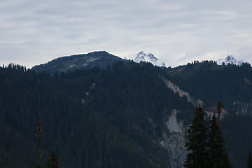 Copper lookout (tiny square on ridge top) with Redoubt in distance