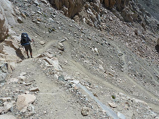 Joe on the swithbacks heading down from the pass