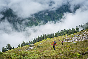 The steep southwestern slope of Bacon Peak