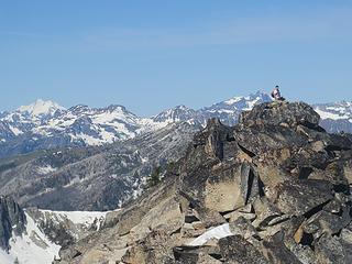 There are two summits within several feet of each other I went up one and Steve the other. His looke higher so I traversed the ridge top over to the second.