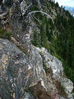 Tough to see the faint trail in the right forefront as we scrambled the traverse.