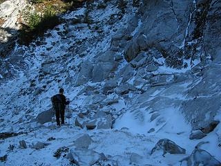Icy path above Tuck Lake