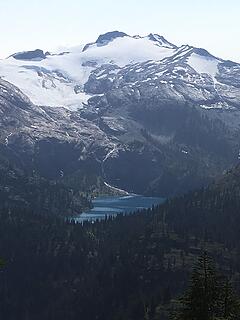 Looking back at it (Green Lake with Bacon outlet above) from across the valley between the Nerts.