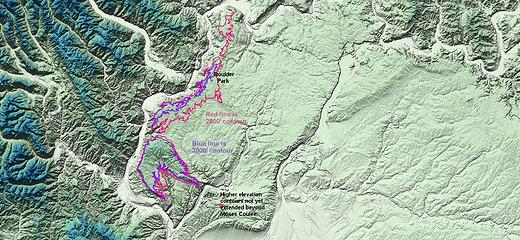Waterville Plateau's western ridge, 2800-3000.edtd - map by Mark Pullen
