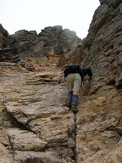 Climbing the gully