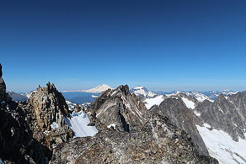 Early morning alpenglow on Mt Fury and the Fury Glacier from high