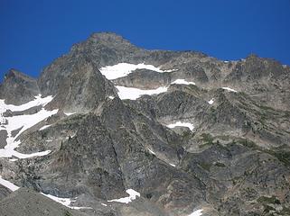 Our route goes up from the lower right toward the top snow patch, then straight up.