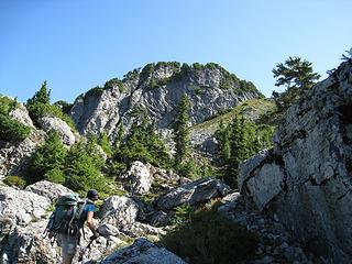 heading towards the green slope