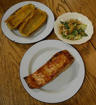 broiled sturgeon filet, delicata squash, and bok choy 10/08/21
