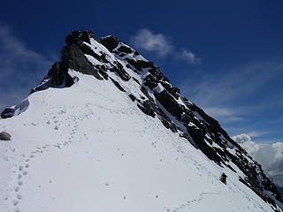 View of the summit pyramid, with the chimney on the right