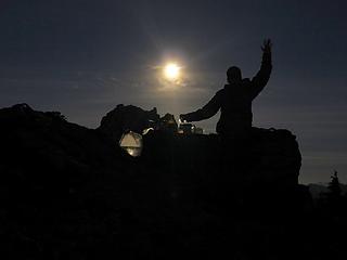 Moonlight shining through our various beverage containers