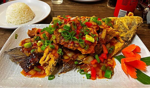 88- Sweet chili whole fish. Another amazing dish: somehow, all the bones had been removed!