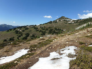 Hiking to the the trail highpoint...