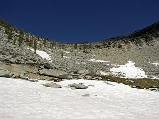 Northwest basin wall we went up to gain the South ridge of Libby Peak.