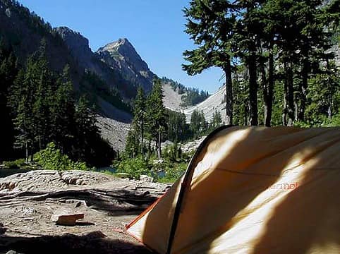 From camp at Melakwa lake looking north to melakwa pass