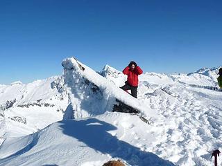 Matt waiting for the perfect summit pic on Hidden Lake Peak