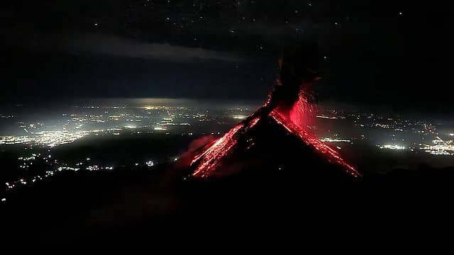 The best photo I got of the glowing lava at night around 5am