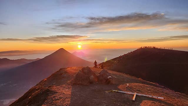 Sunrise from the true summit of Acatenango at the north side of the crater