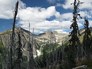 Looking up Big Face Basin.  Joker Mt. at left.