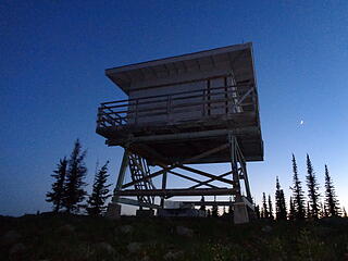 Almost nighttime on Salmo Mtn Lookout. I camped just below the top.