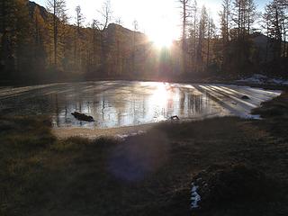 we passed this tarn as we were about to reach scatter lake as the sun rised