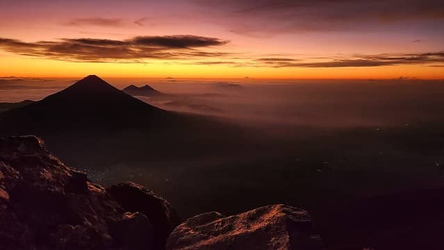 Volcan del Agua with twilight glow