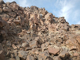 volcanic choss near the summit