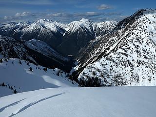 Ridge down to Sourdough Col on left; Ridge up to Sourpatch on right