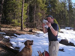 Barry explaining the route to Gus (Gus is only interested in the possibility of a treat) - 03-08-8